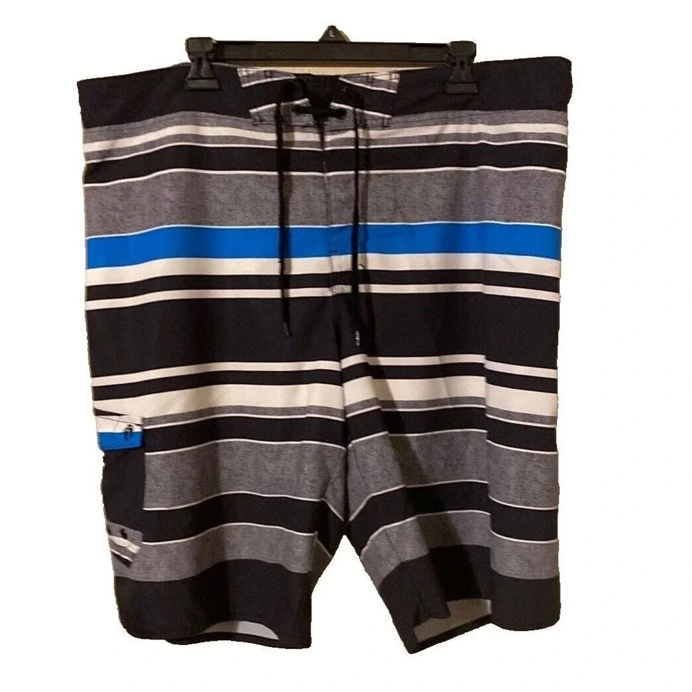 Hang Ten Mesh Lined‎ Drawstring Board Shorts Swim Trunks Striped Men's Size XL